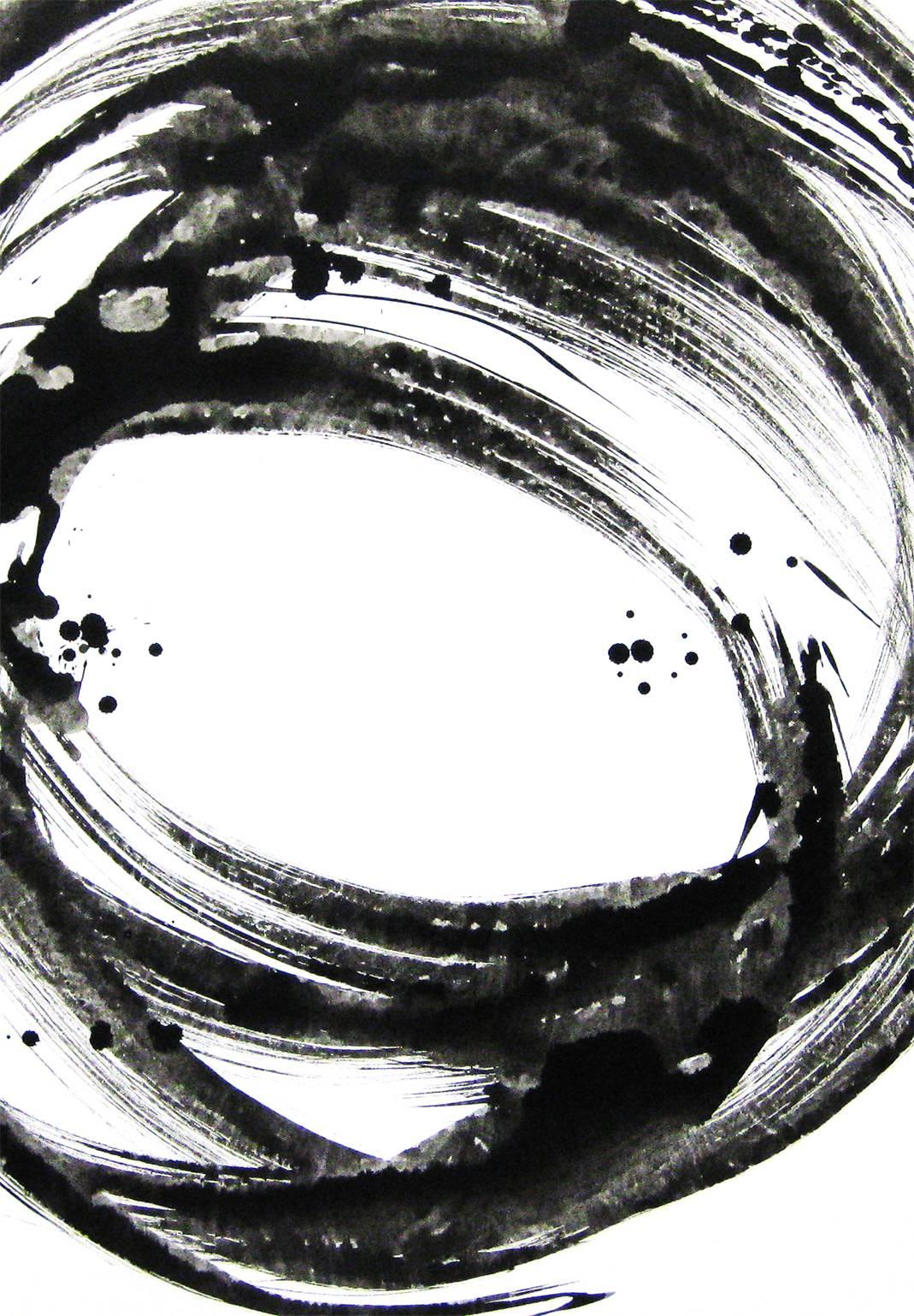 'Shinjo Series XIII', Black and White Abstract minimalist Japanese painting - Painting by Kiyoshi Otsuka