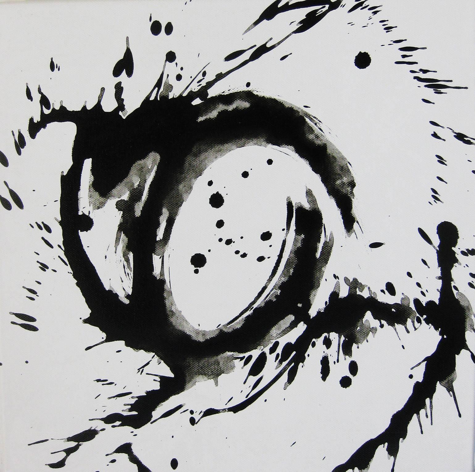 Kiyoshi Otsuka Abstract Painting - 'Space I', Black and White Abstract minimalist Japanese painting