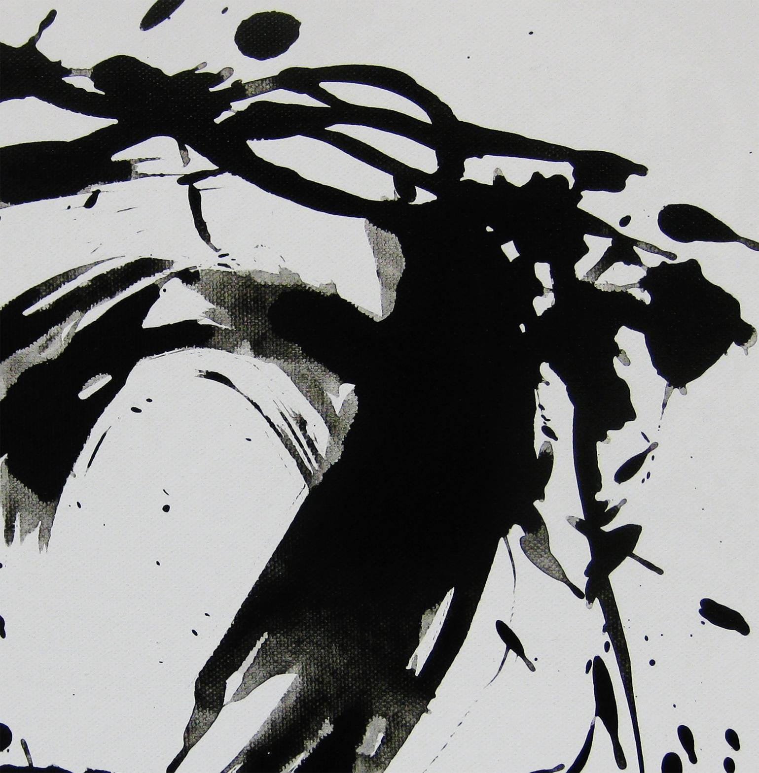 'Space II', Black and White Abstract minimalist Japanese painting - Painting by Kiyoshi Otsuka
