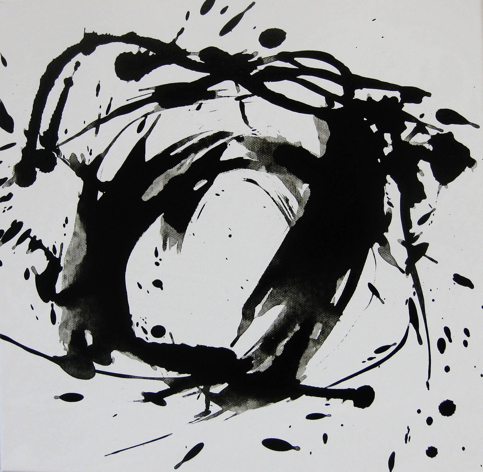 Kiyoshi Otsuka Abstract Painting - 'Space II', Black and White Abstract minimalist Japanese painting