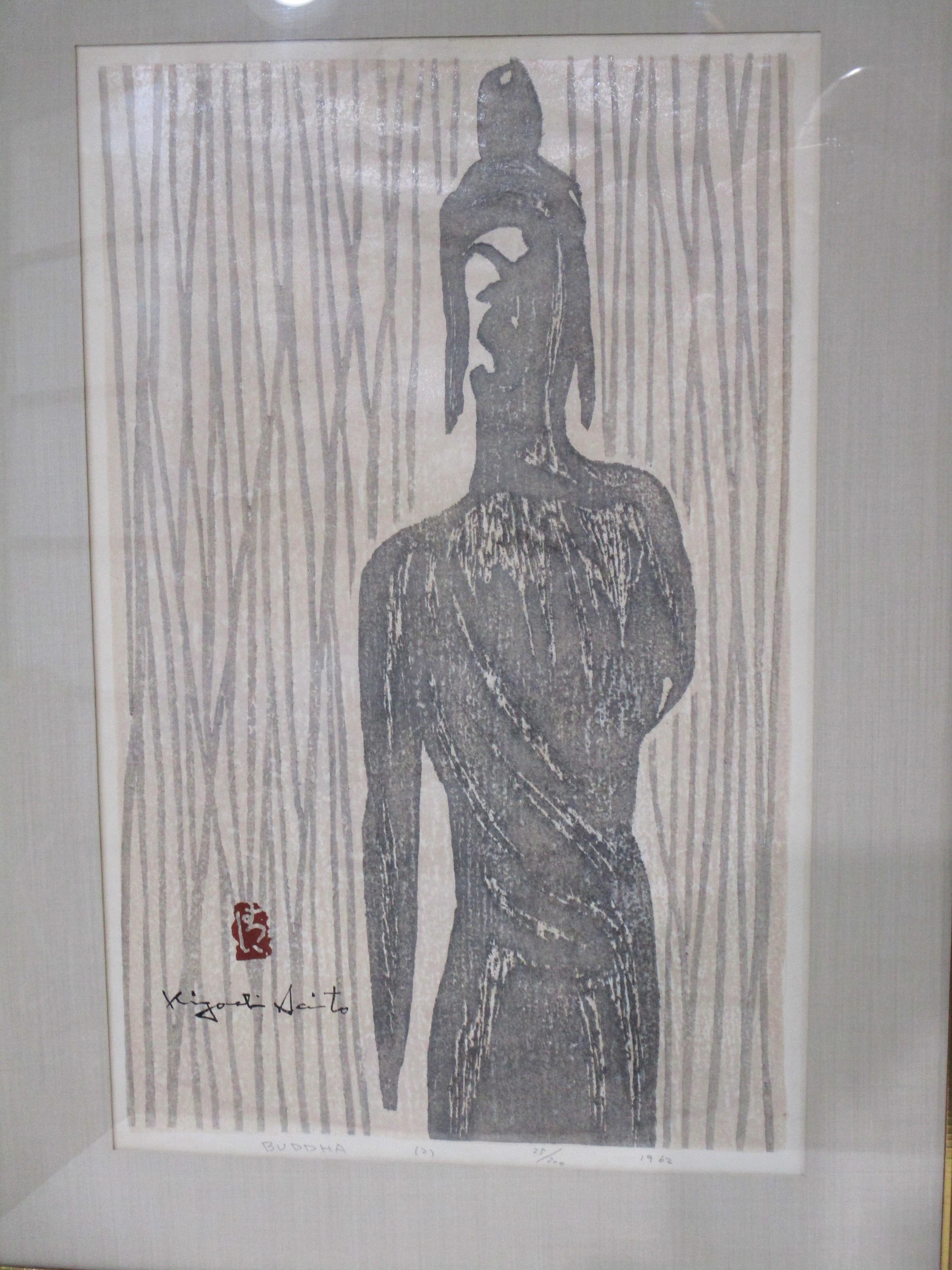 Kiyoshi Saito Grabado en madera de Buda Firmado / Numerado Japonés en venta