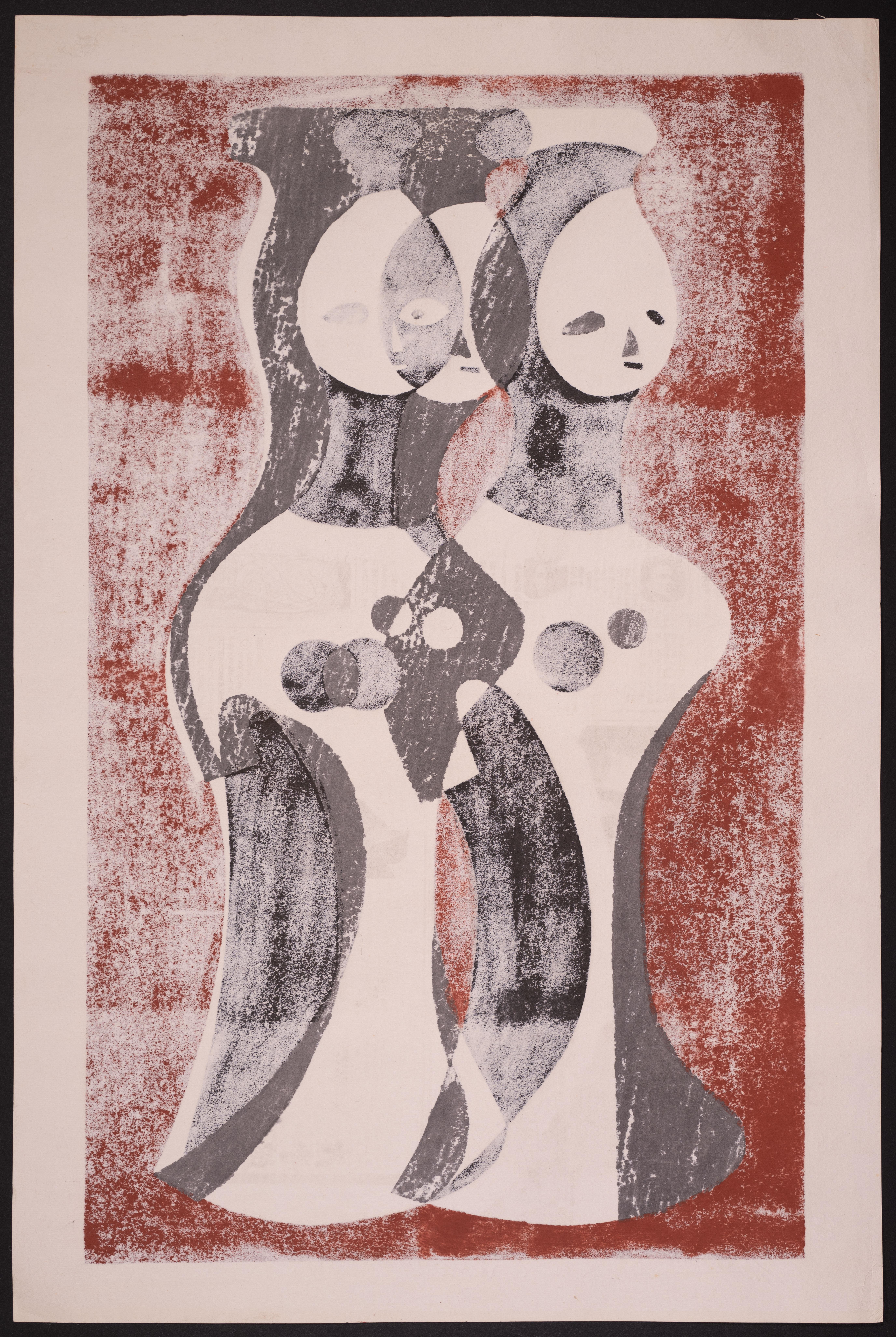 Pressed Kiyoshi Saito Japanese Woodblock Print Clay Image, 1952