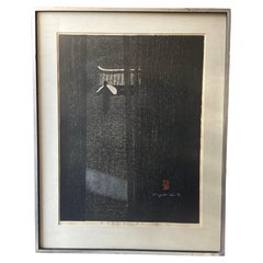 Kiyoshi Saito pencil  date ,  signed Woodcut , 1968 , 21/80 Temple Kyoto