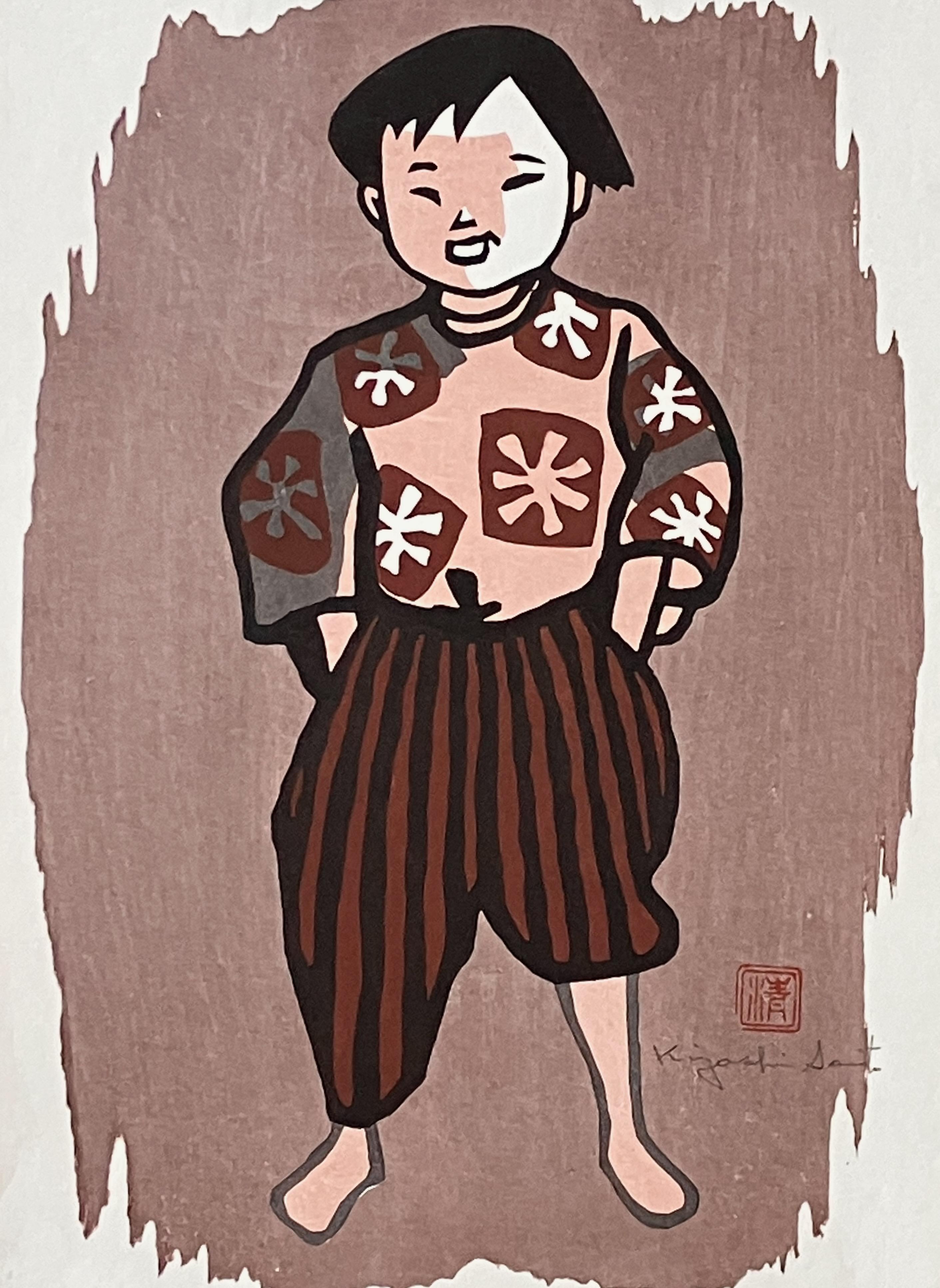 Figurative Print de Kiyoshi Saitō - Chico de Aizu