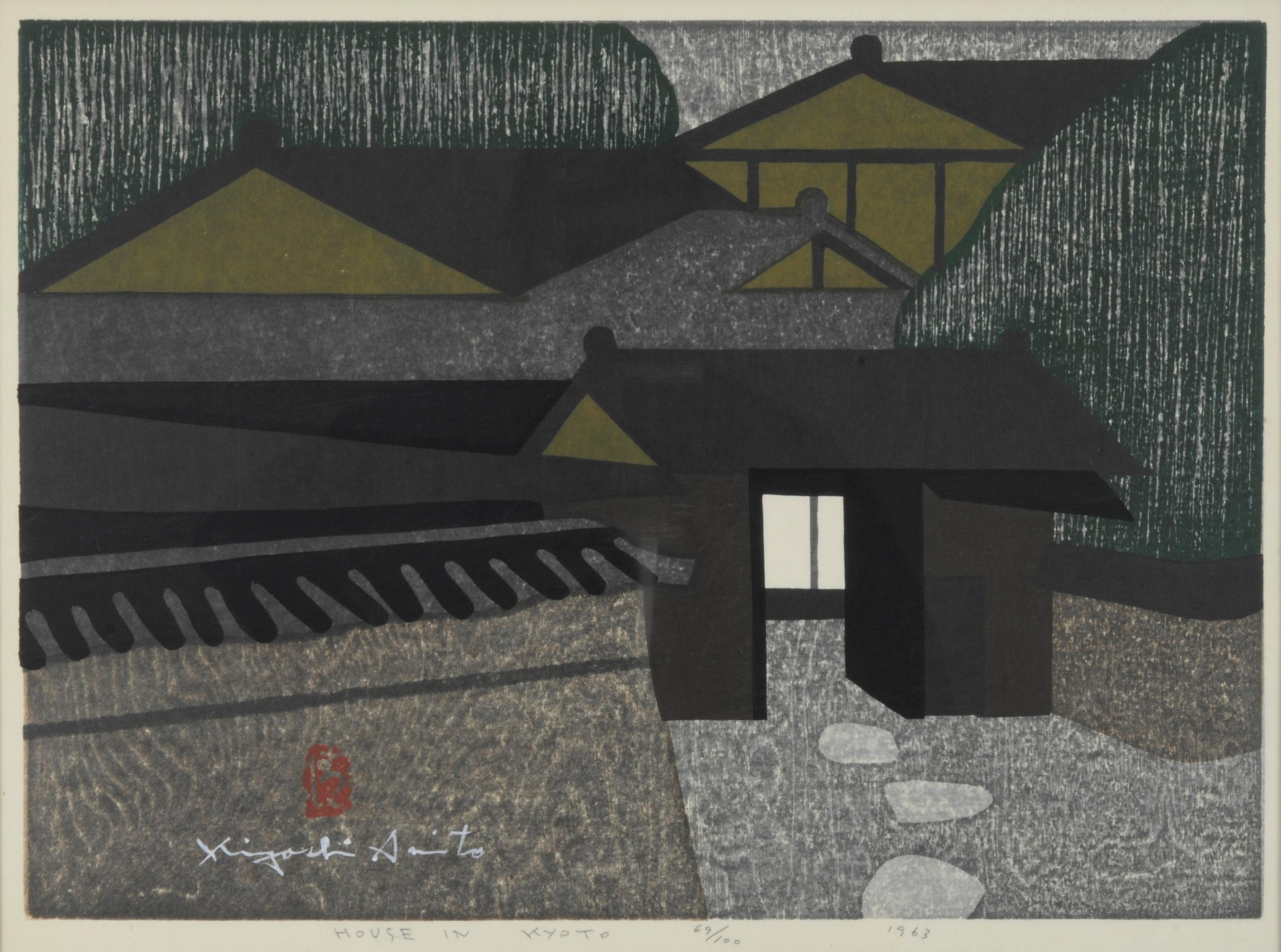 Landscape Print de Kiyoshi Saitō - Casa en Kioto