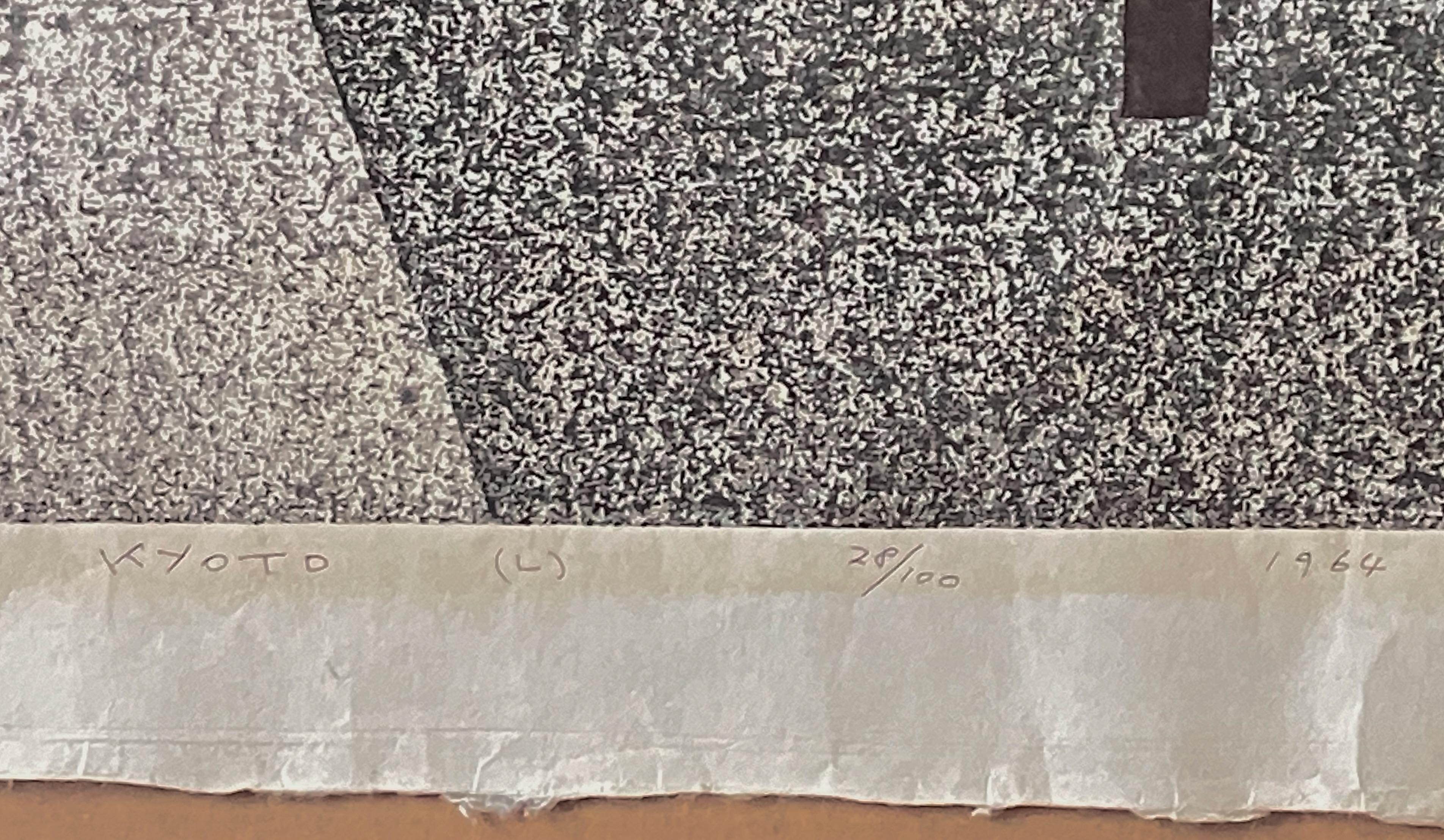 Artista: Kiyoshi Saito - Giapponese - (1907-1997)
Titolo: Katsura, Kyoto (L)
Anno: 1964
Mezzo di comunicazione: Blocco di legno
Dimensioni dell'immagine: 18 x 24 pollici. 
Dimensioni del foglio: 21,5x 28,5 pollici. 
Firma: Firmato, sigillato in