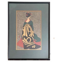 Kiyoshi Saito, Japanese Woodblock Print Maiko Kyoto Geisha Signed