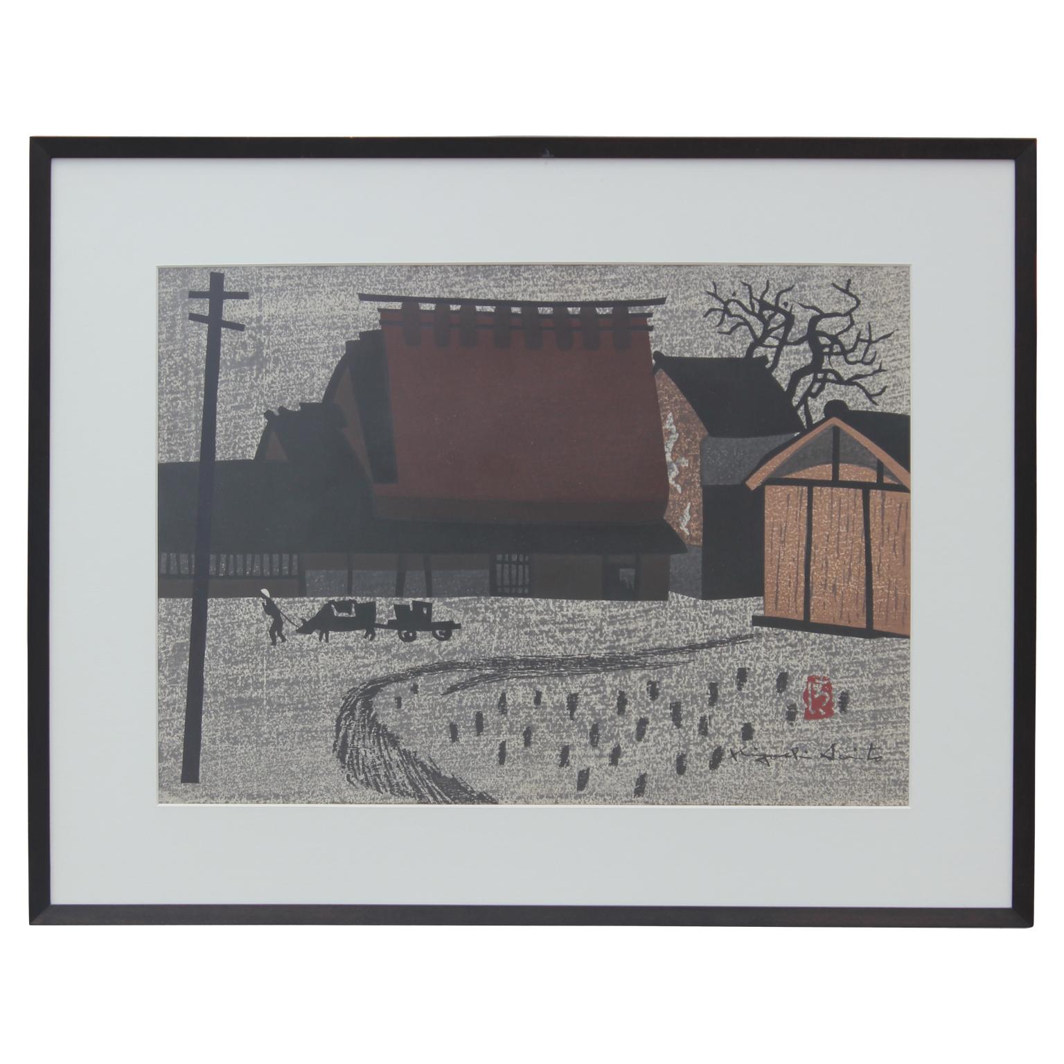 Kiyoshi Saitō Landscape Print – Japanische „Nara“-Stadtlandschaft