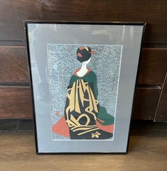 Kiyoshi Saito Signed Japanese Showa Woodblock Geisha Print Maiko Kyoto 1