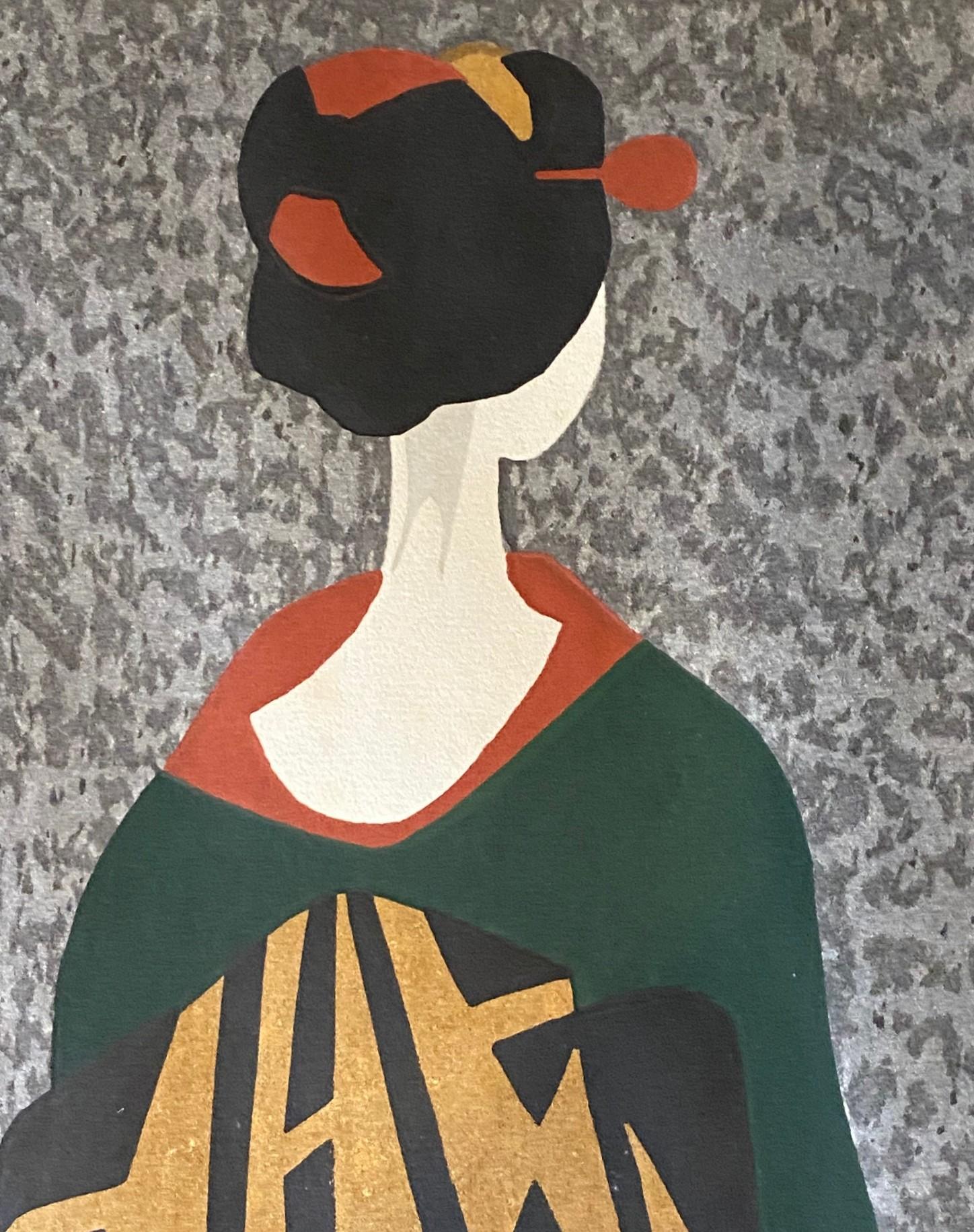 Milieu du XXe siècle Kiyoshi Saito Signed Japanese Showa Woodblock Geisha Print Maiko Kyoto 1 en vente