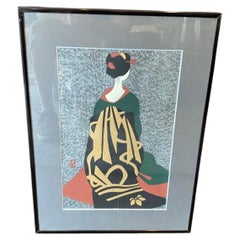 Kiyoshi Saito Signed Japanese Showa Woodblock Geisha Print Maiko Kyoto 1