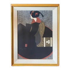 Kiyoshi Saito Signed Japanese Showa Woodblock Geisha Print Maiko Kyoto 2