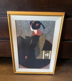 Kiyoshi Saito Signed Japanese Showa Woodblock Geisha Print Maiko Kyoto 2
