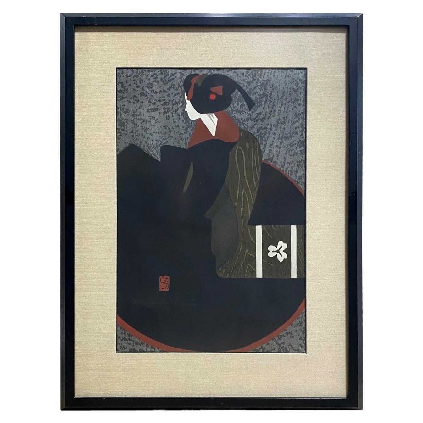 Kiyoshi Saito Signed Japanese Woodblock Geisha Print Maiko Kyoto '2'