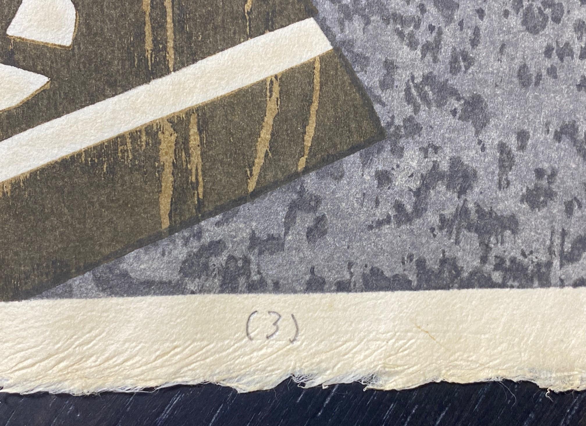 Kiyoshi Saito firma la stampa geisha in woodblock giapponese Maiko Kyoto 3 in vendita 4