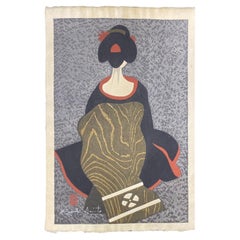 Vintage Kiyoshi Saito Signed Japanese Woodblock Geisha Print Maiko Kyoto 3