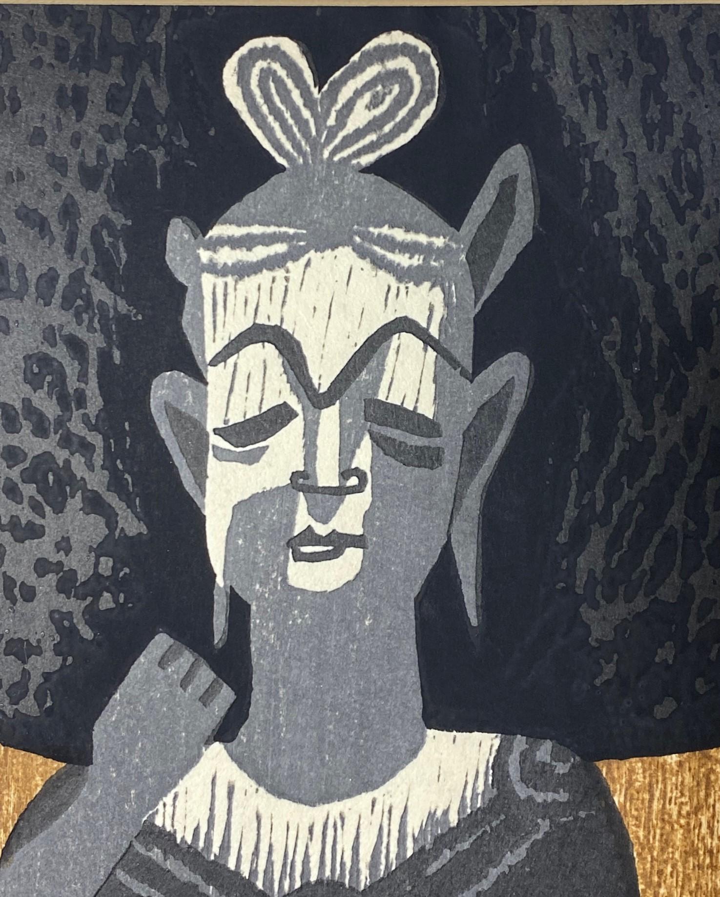Mid-20th Century Kiyoshi Saito Signed Japanese Woodblock Print Buddha  For Sale