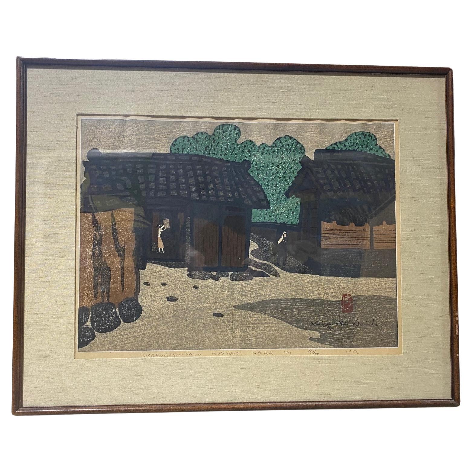 Kiyoshi Saito Signed Japanese Woodblock Print Ikarugano-Sato Horyu-Ji Nara A