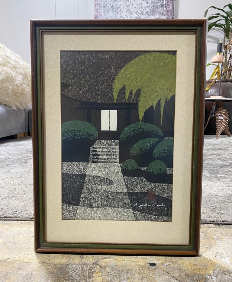 A beautifully composed woodblock print by famed Japanese printmaker Kiyoshi Saito. Many consider Saito to be one of the most important, if not the most important, contemporary Japanese printmakers of the 20th century. This print, titled 