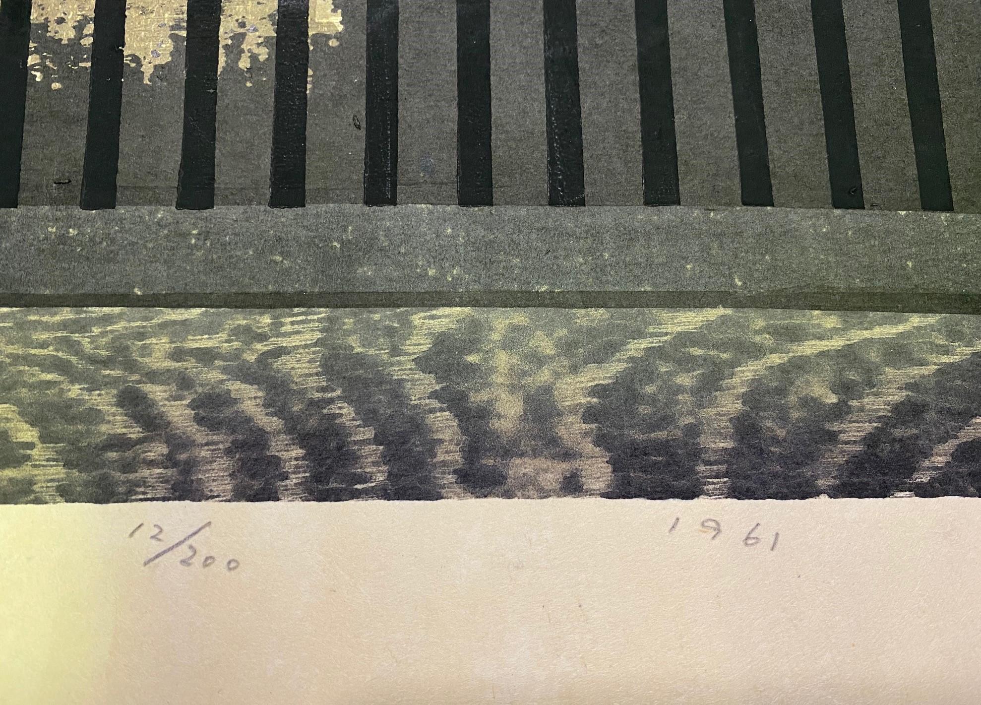 Kiyoshi Saito Signed Limited Edition Japanese Print Tofuku-Ji, Kyoto ‘A’, 1961 In Good Condition For Sale In Studio City, CA