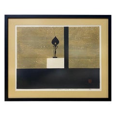 Kiyoshi Saito, signierter japanischer buddhistischer Nara mit Holzschnitt in limitierter Auflage, 1955