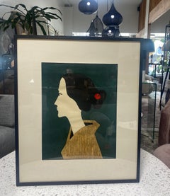 Kiyoshi Saito, signierte japanische Koralle mit Holzschnitt-Druck in limitierter Auflage (B), 1958