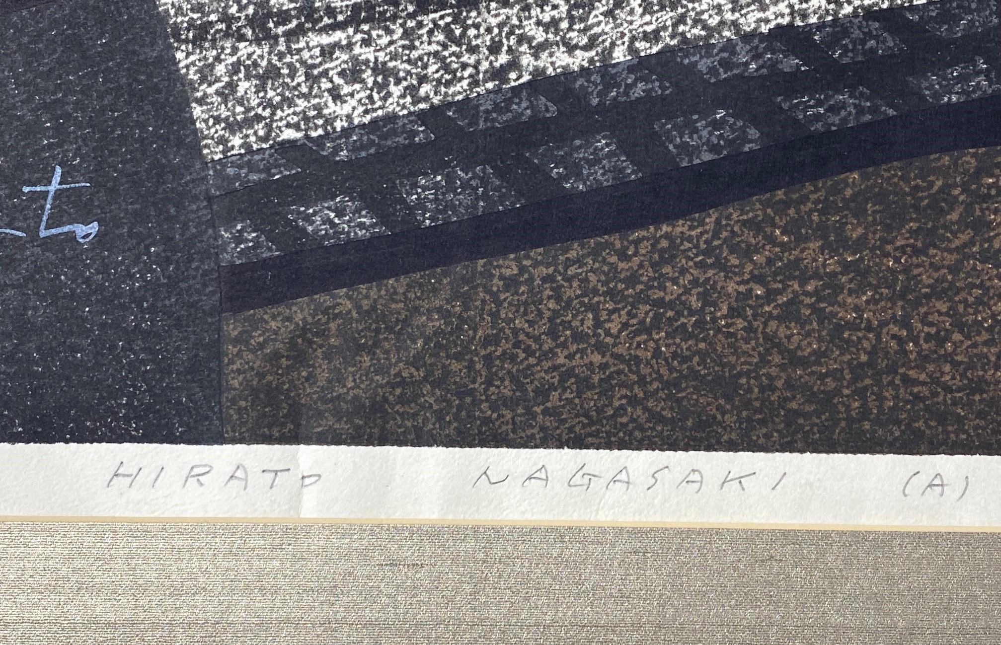 Kiyoshi Saito - Édition limitée de la gravure sur bois japonaise Hirato Nagasaki A en vente 3