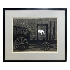 Kiyoshi Saito, signierter japanischer Holzschnitt in limitierter Auflage, Hokkaido (B), 1961