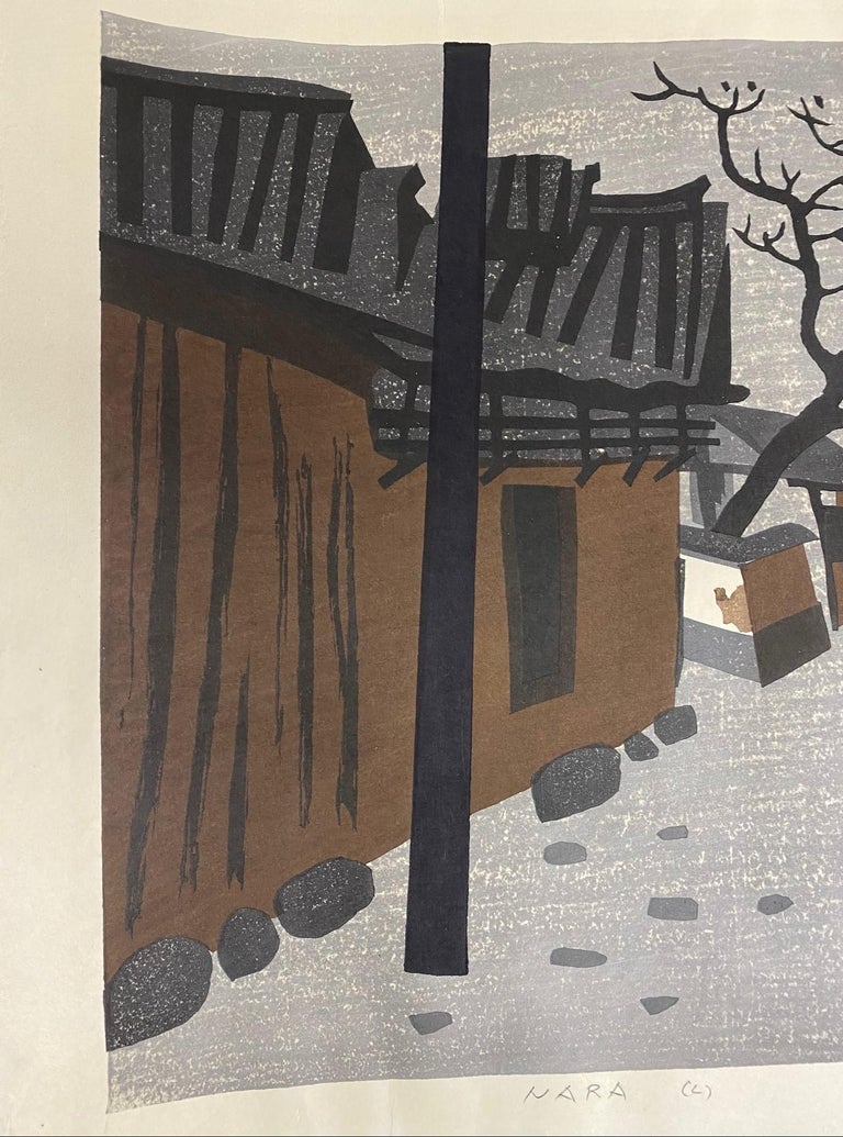 Mid-20th Century Kiyoshi Saito Signed Limited Edition Japanese Woodblock Print Nara, C, 1962 For Sale
