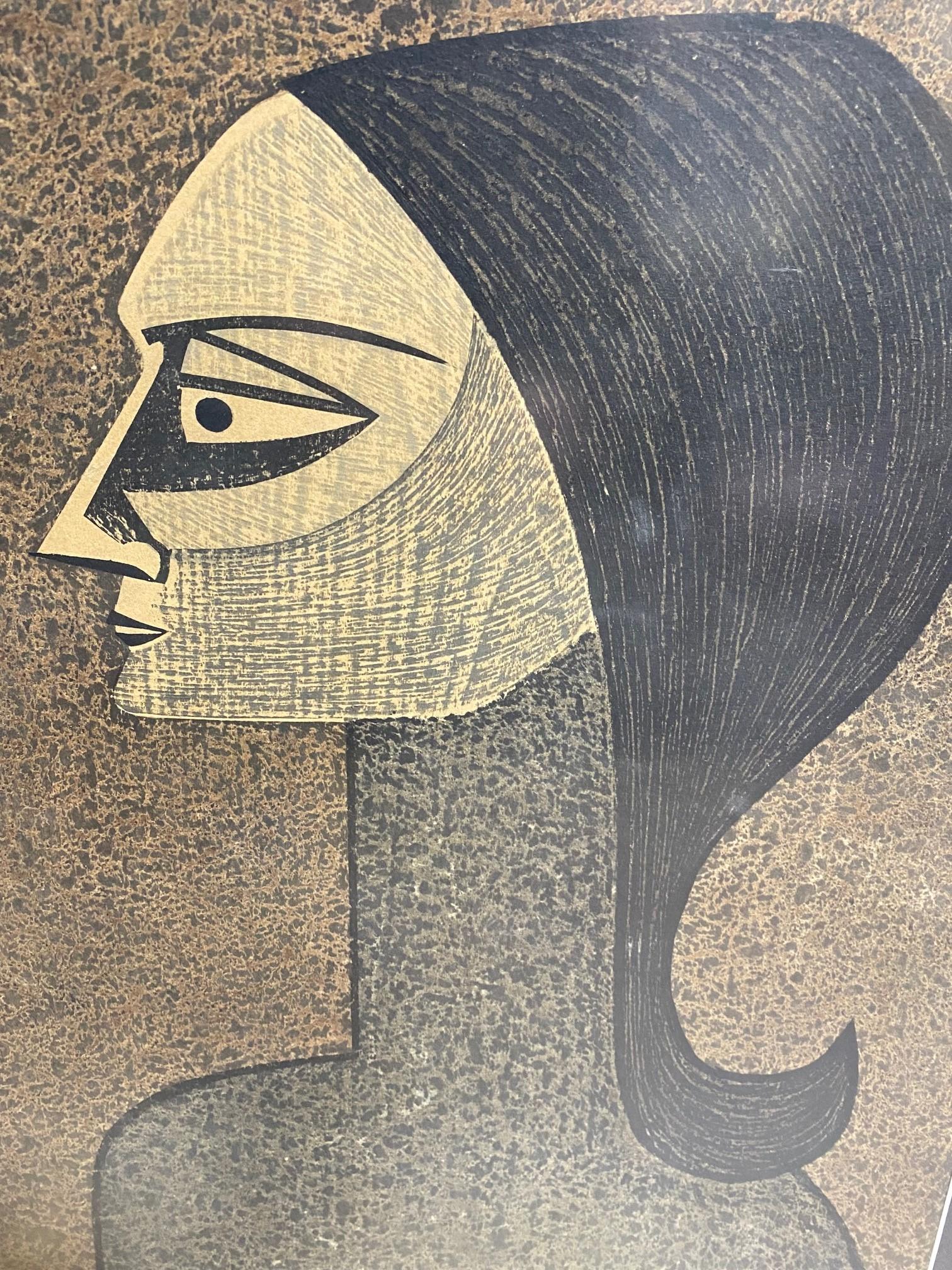 Kiyoshi Saito Signed Limited Edition Japanese Woodblock Print Steady Gaze Paris In Good Condition For Sale In Studio City, CA