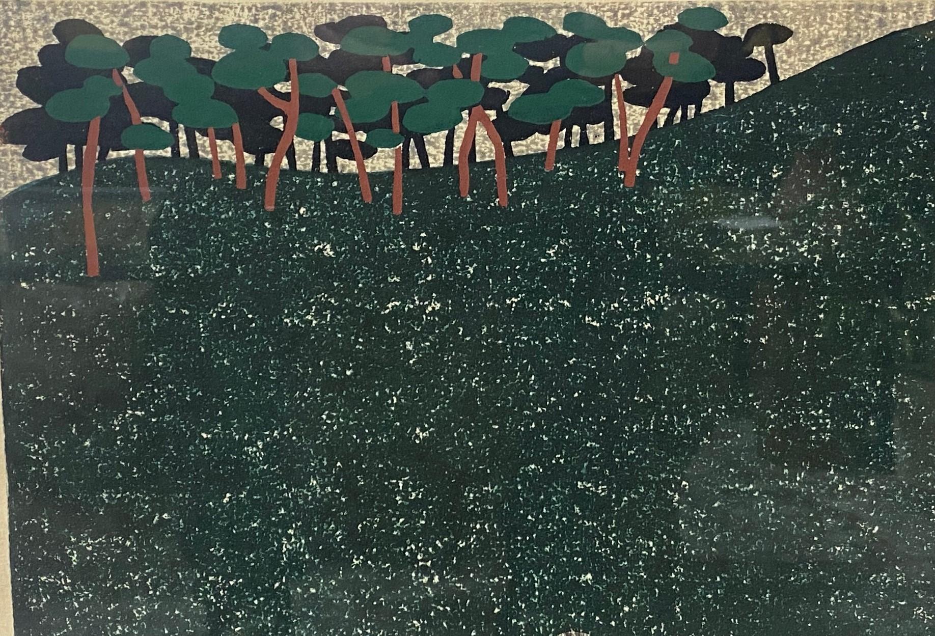 Mid-20th Century Kiyoshi Saito Signed Limited Edition Japanese Woodblock Print Syoren-In Kyoto For Sale