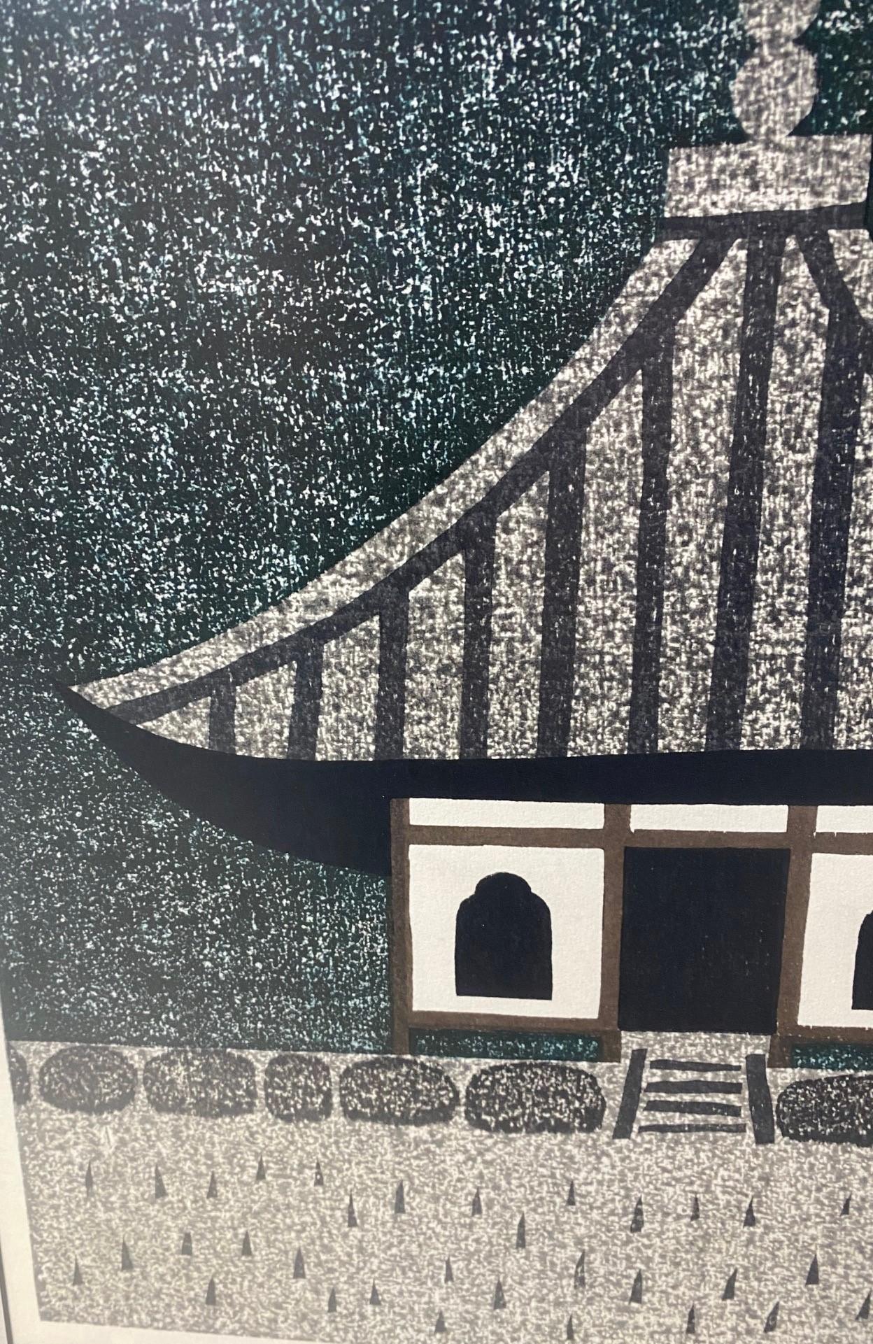 Kiyoshi Saito firma l'edizione limitata della stampa su legno giapponese Syoren-In Kyoto In condizioni buone in vendita a Studio City, CA