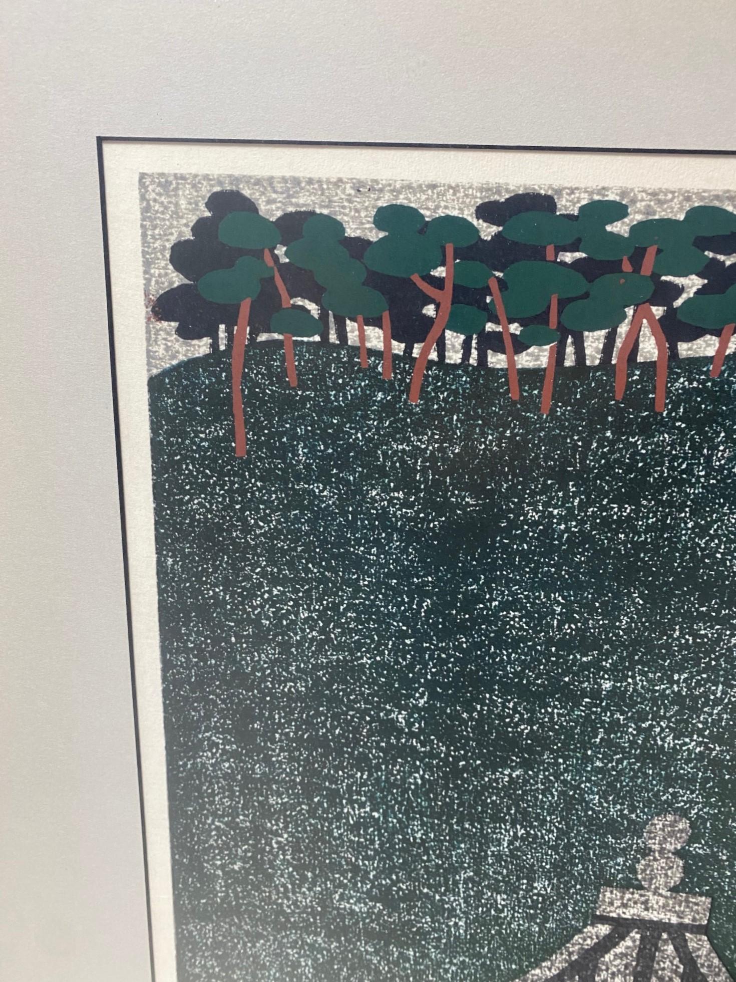 Metà XX secolo Kiyoshi Saito firma l'edizione limitata della stampa su legno giapponese Syoren-In Kyoto in vendita