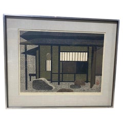 Kiyoshi Saito, signierte japanisches Teehaus mit Holzschnitt, limitierte Auflage, 1965