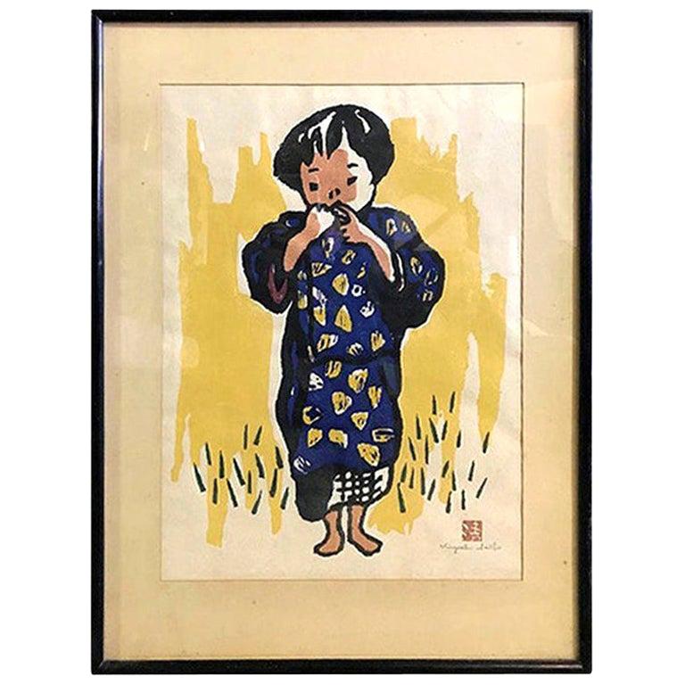 An early work by Japanese master print maker Kiyoshi Saito. Many consider Saito to be one of the most important, if not the most important, contemporary Japanese printmakers of the 20th century. 

The print is pencil signed by Saito.

Framed