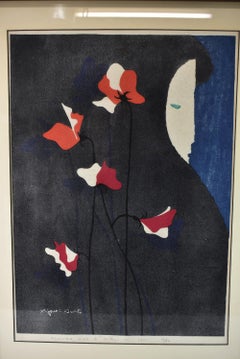 Kiyoshi Saito Holzschnitt-Druck 32/80 „Flower And A Girl“