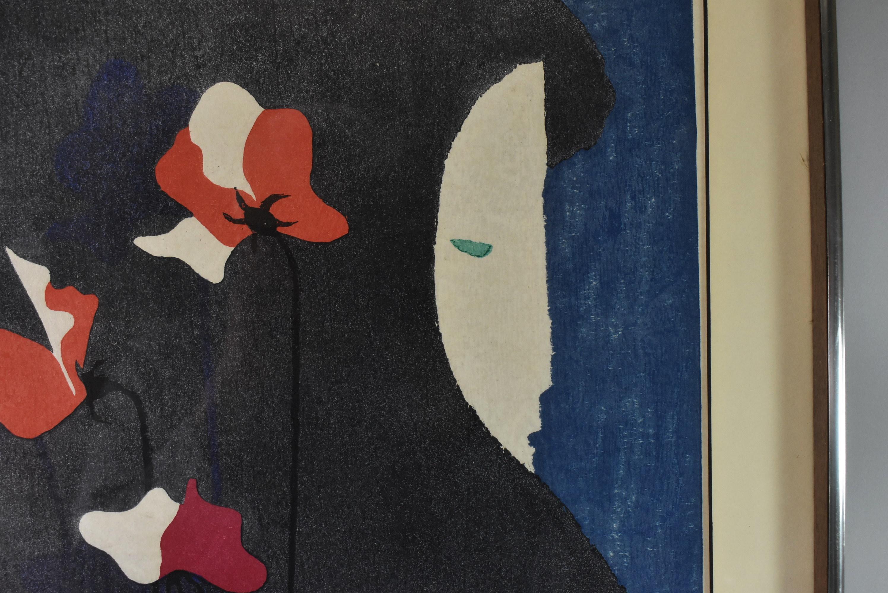 Kiyoshi Saito, estampe sur bois 32/80 « Flower and A Girl » (Flower et une fille) Bon état - En vente à Toledo, OH