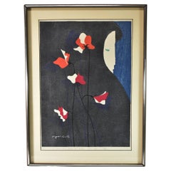 Kiyoshi Saito Holzschnitt-Druck 32/80 „Flower And A Girl“