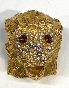 K.J. L. Kenneth Jay Lane Early Lion Head Brooch