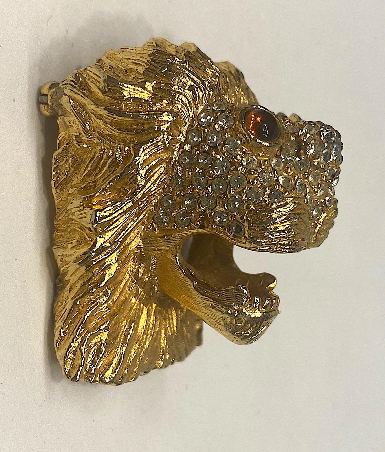 K.J. L. Kenneth Jay Lane Early Lion Head Brooch In Good Condition In New York, NY