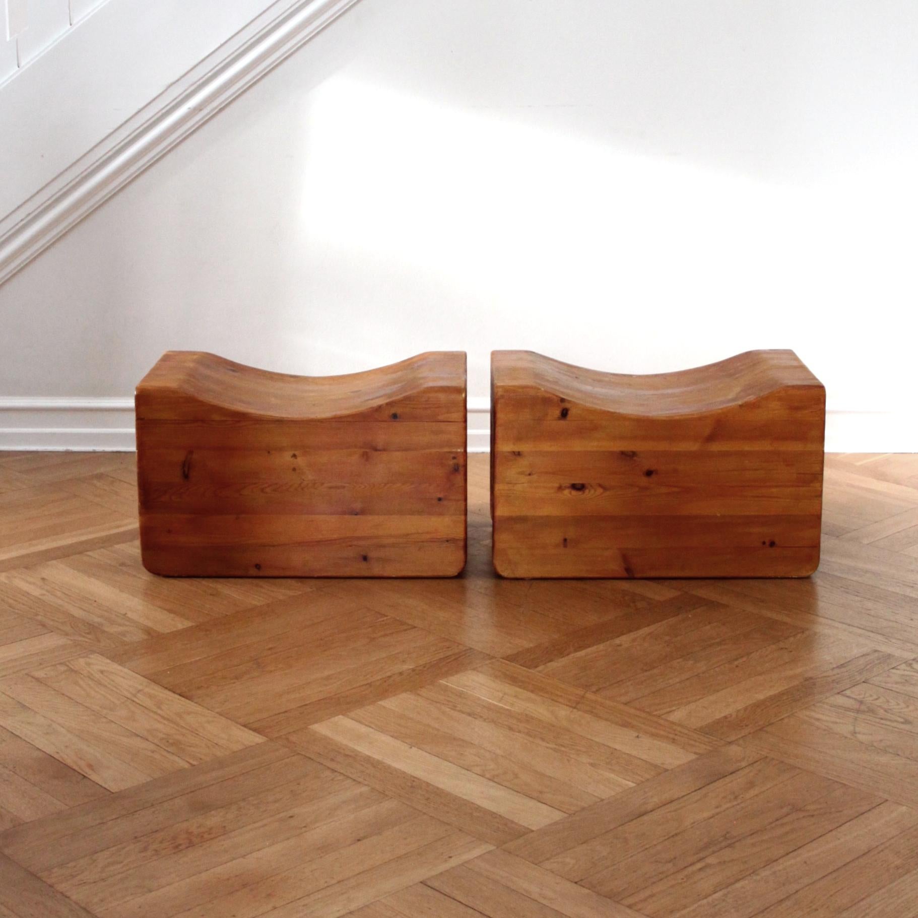 Danish K.J. Petterson & Söner, Pair of Stools in Pine, Scandinavian Modern Design For Sale