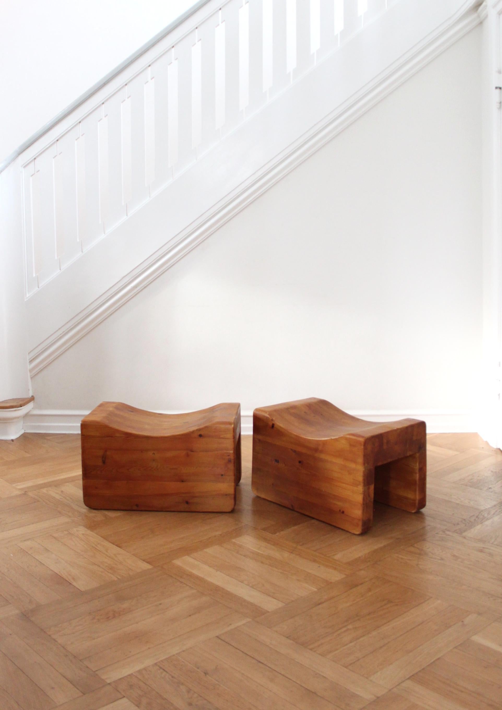 K.J. Petterson & Söner, Pair of Stools in Pine, Scandinavian Modern Design For Sale 1