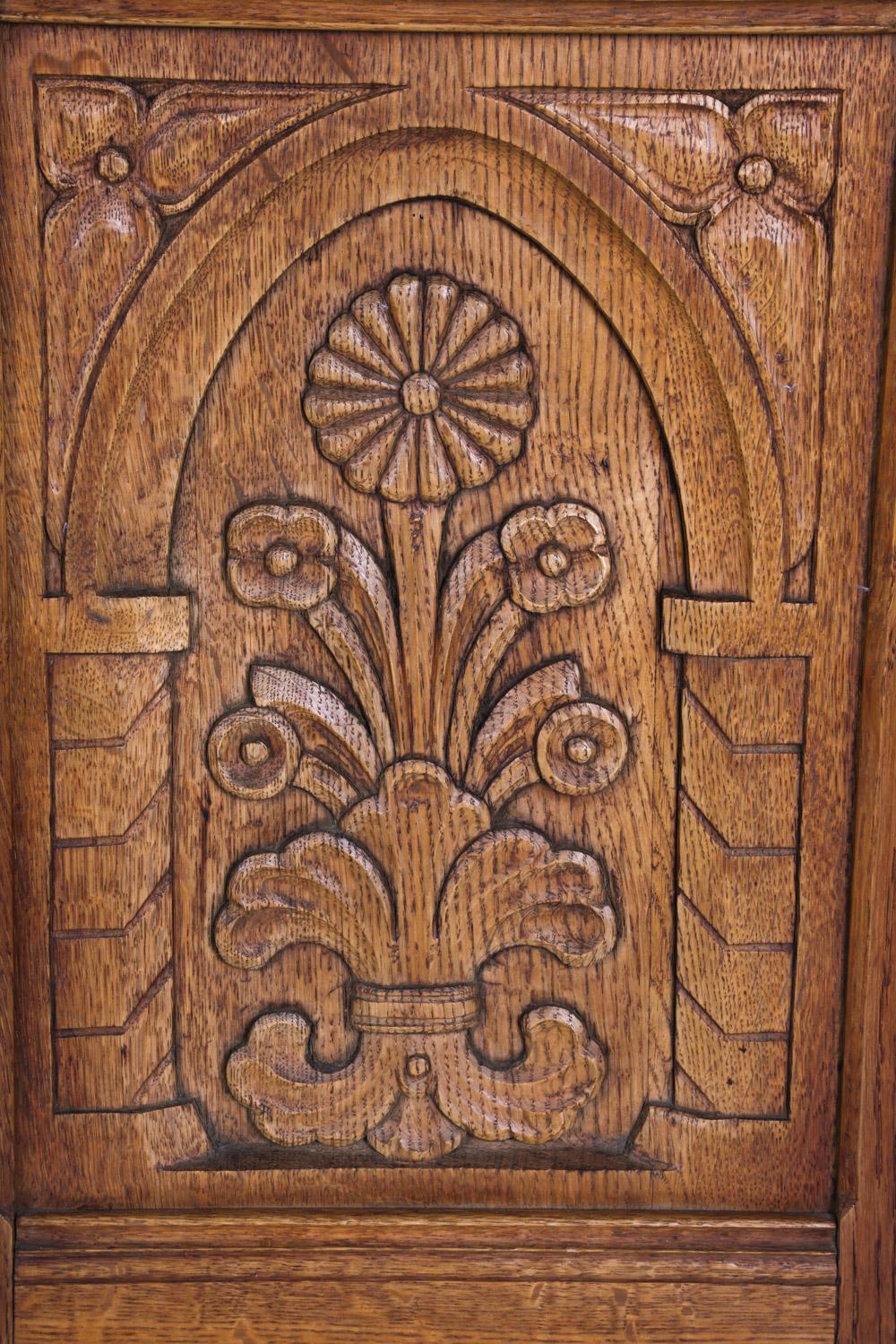 Kjaernulf Style Brutalist Danish Oak Carved Cabinet, Circa 1970's For Sale 5