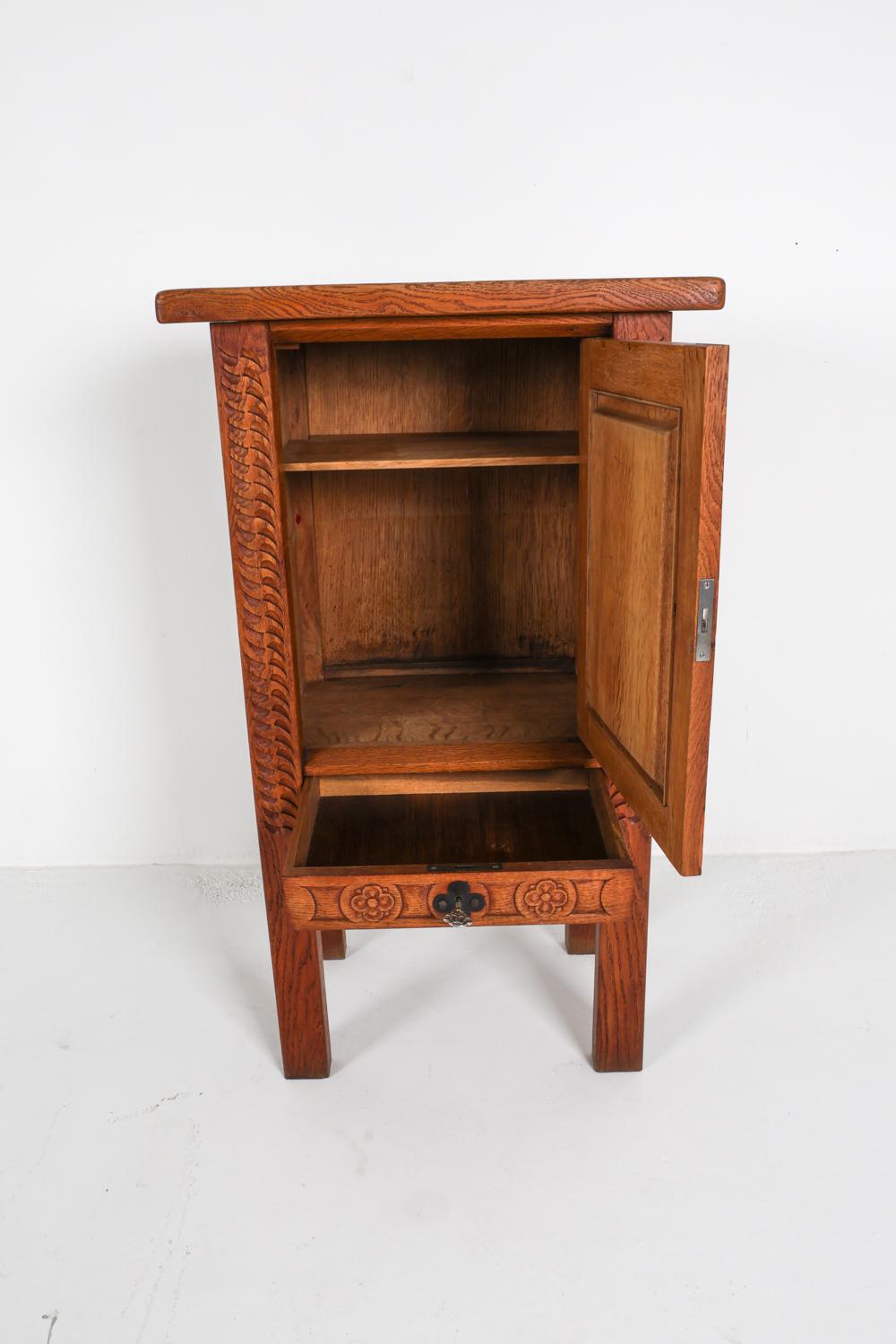 Kjaernulf Style Brutalist Danish Oak Carved Cabinet, Circa 1970's For Sale 7