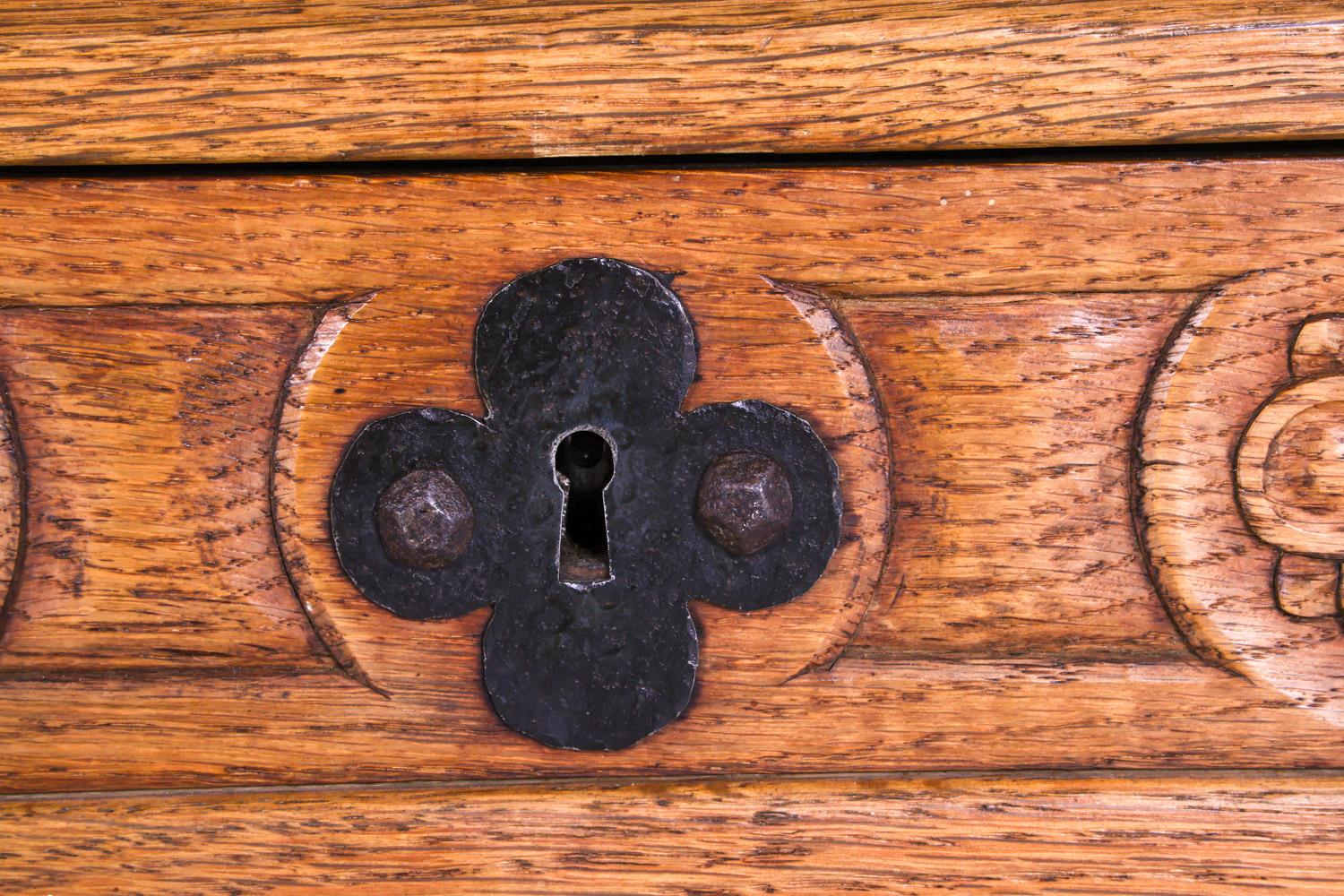 Kjaernulf Style Brutalist Danish Oak Carved Cabinet, Circa 1970's For Sale 15