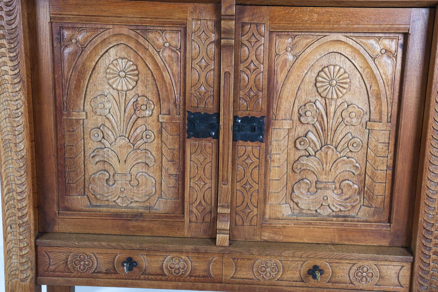 Kjaernulf Style Brutalist Danish Oak Sideboard Cabinet, Circa 1970's For Sale 7