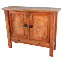 Kjaernulf Style Brutalist Danish Oak Sideboard Cabinet, Circa 1970's