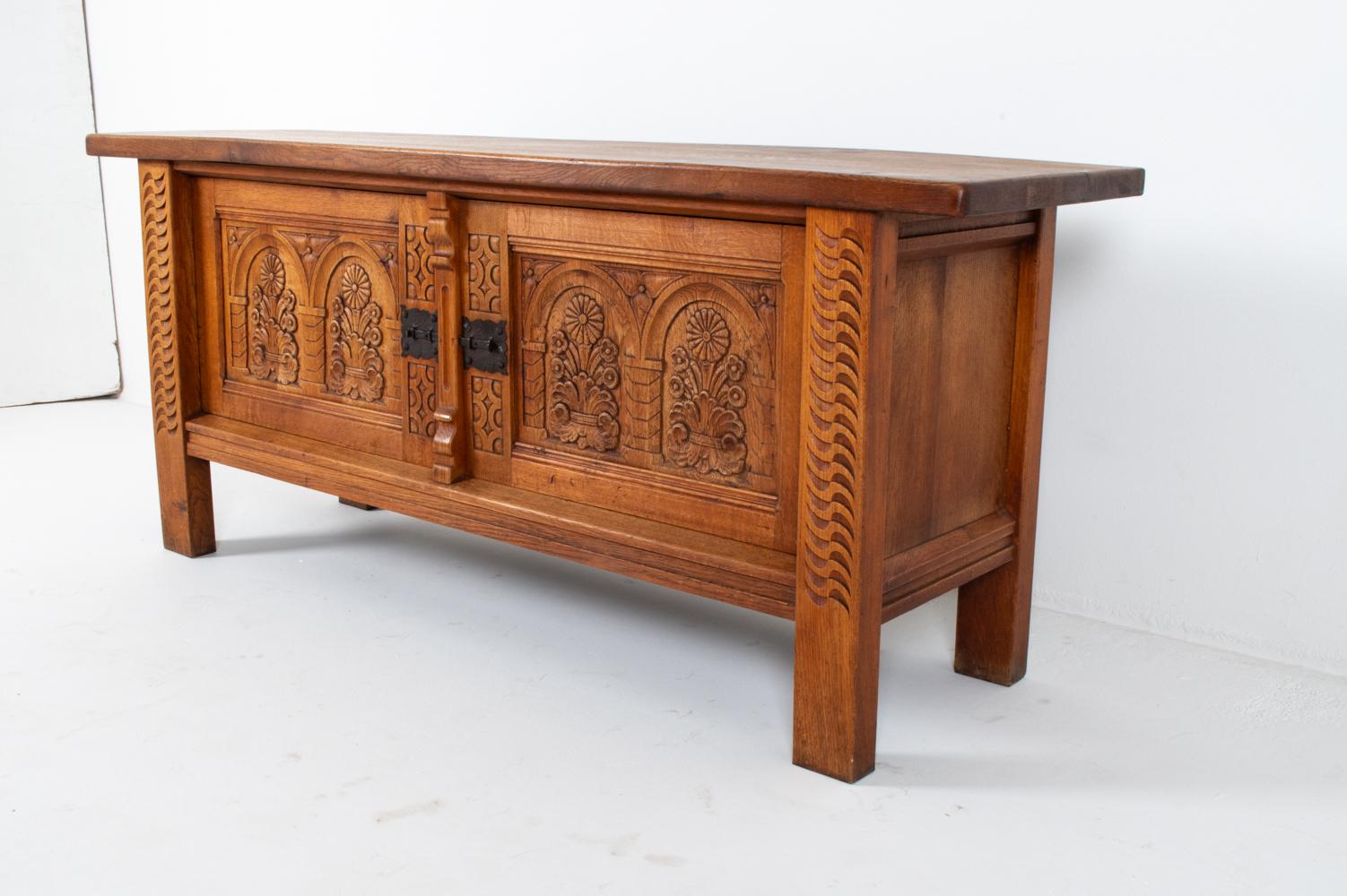 Kjaernulf Style Brutalist Danish Oak Sideboard, Circa 1970's For Sale 6