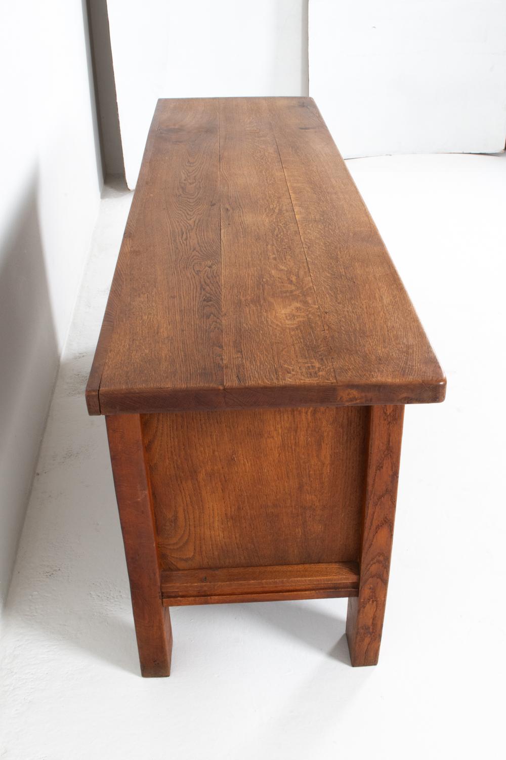 Kjaernulf Style Brutalist Danish Oak Sideboard, Circa 1970's For Sale 8
