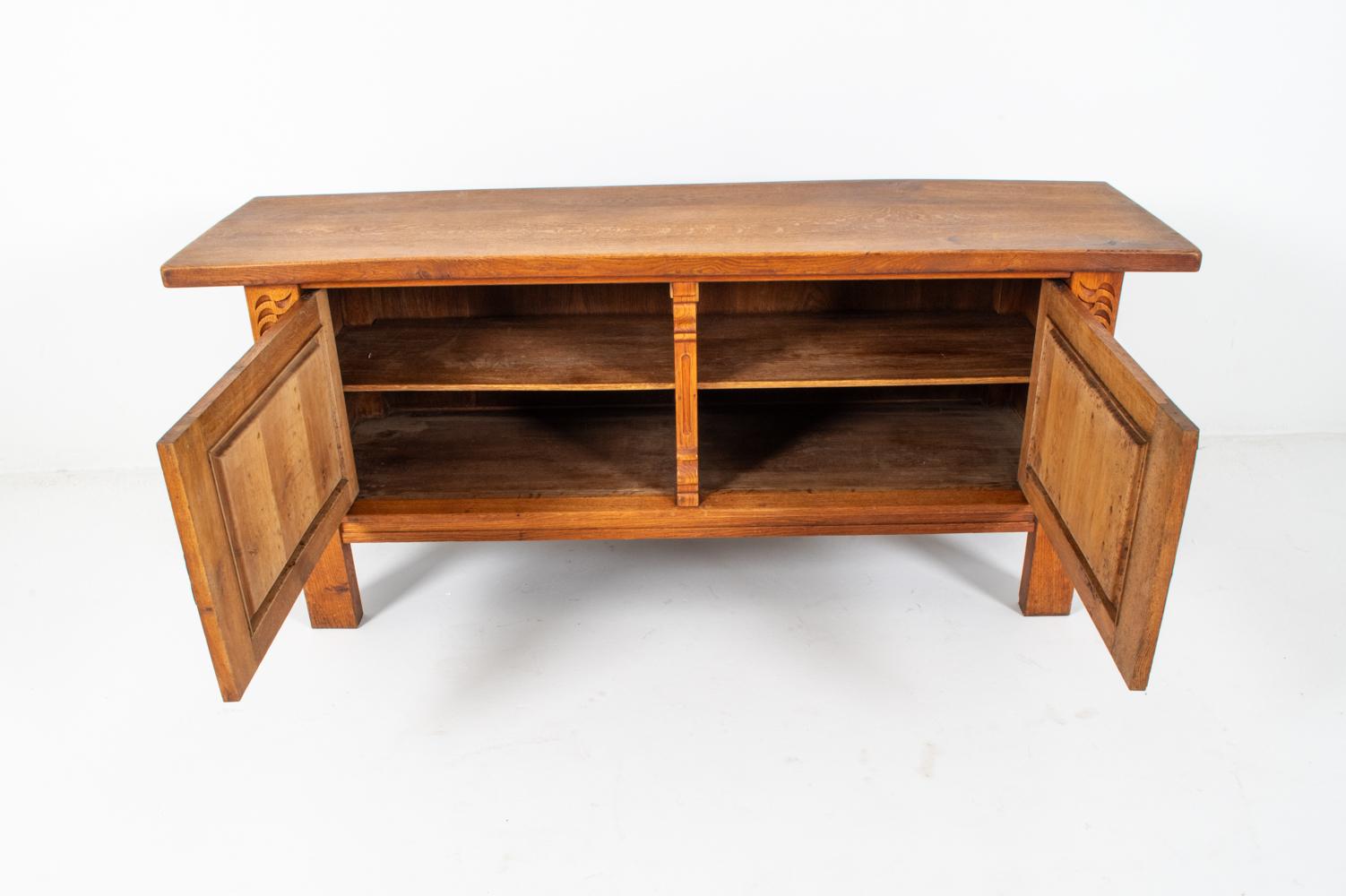 Kjaernulf Style Brutalist Danish Oak Sideboard, Circa 1970's For Sale 12
